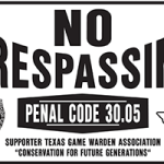 TGWA No Trespassing Sign