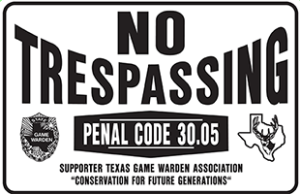 TGWA No Trespassing Sign