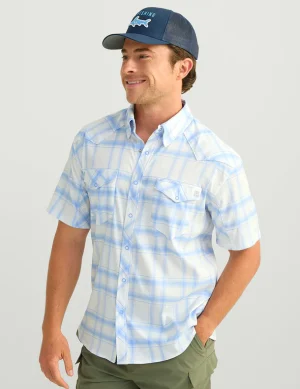 Diamond Back Plaid Short Sleeve Button-Down Front