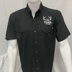 HUK Tide Point Button Down Short Sleeve Shirt Black